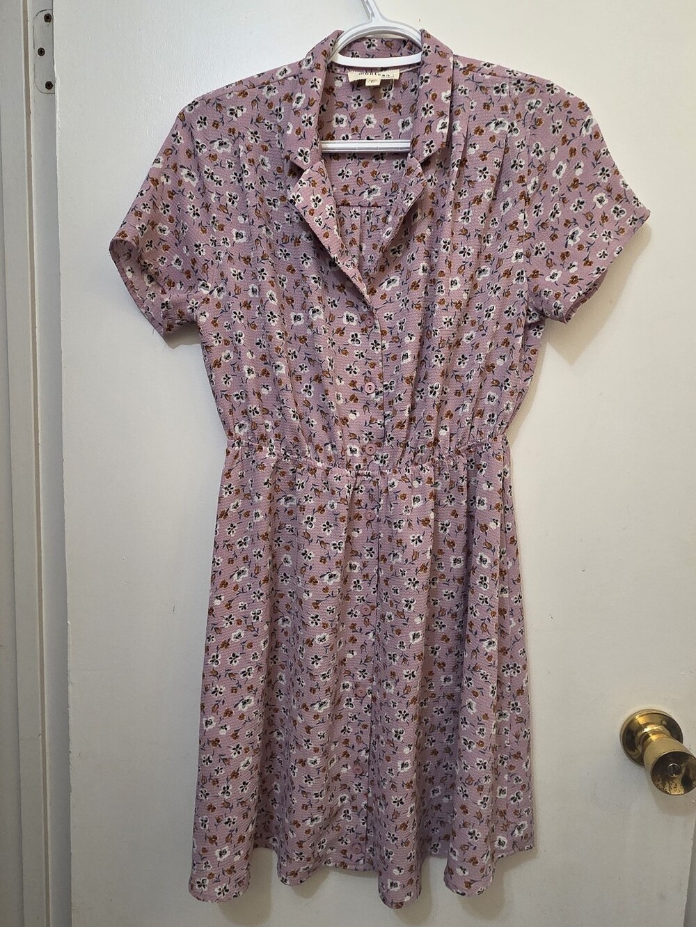 Monteau Lavender Floral Button-Front Mini Dress